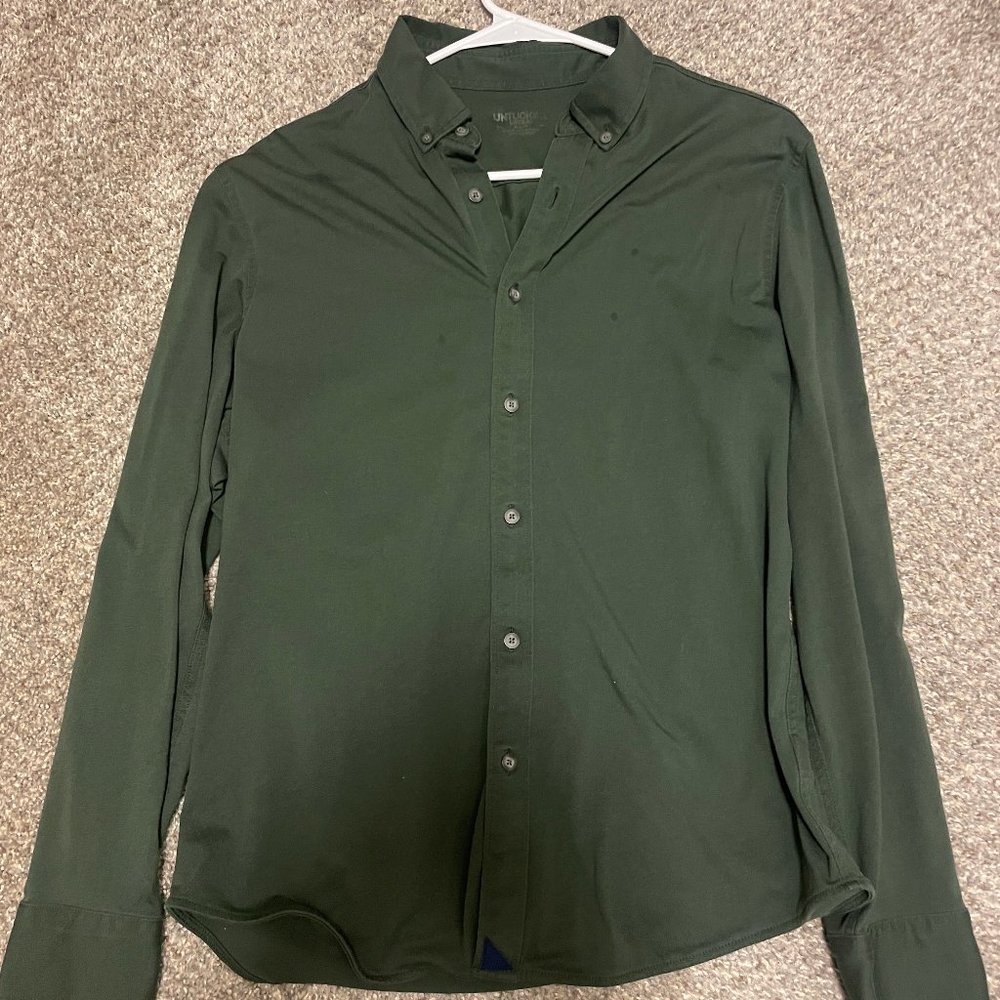 UNTUCKit Men's Medium Forest Green Jersey Button-Down
